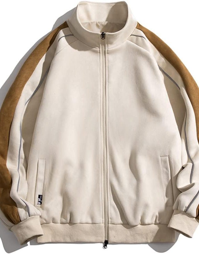 Oversized Bomber Jacket Men Zip Up Baggy Coat Streetwear Sports Outerwear Clothing Tops
