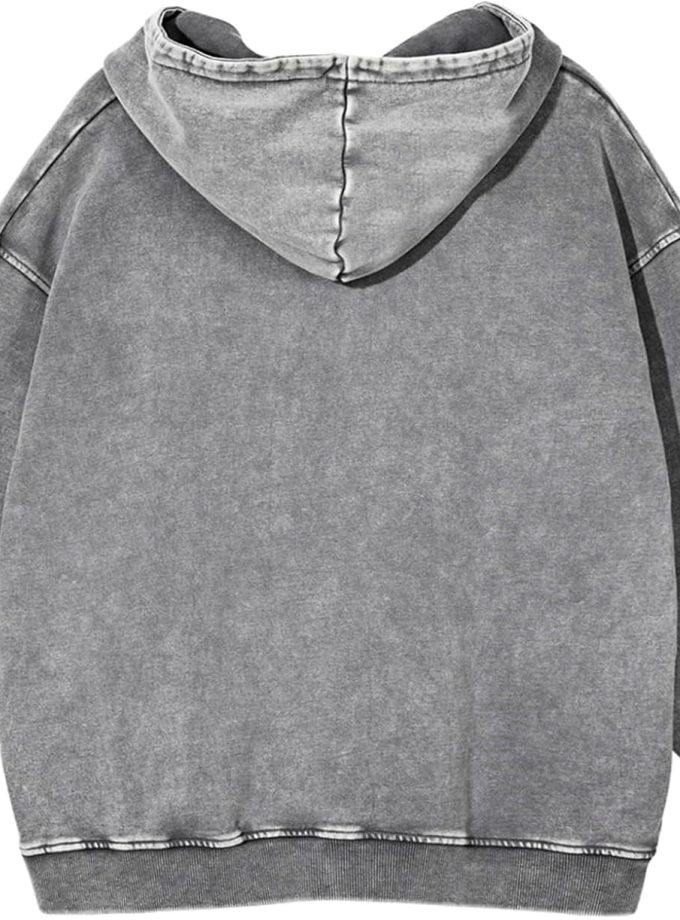men Oversized Sweatshirt Zip Up Hoodie Solid Wash Old Craft Basic Jackets Unisex Heavyweight Casual Sweatshirts